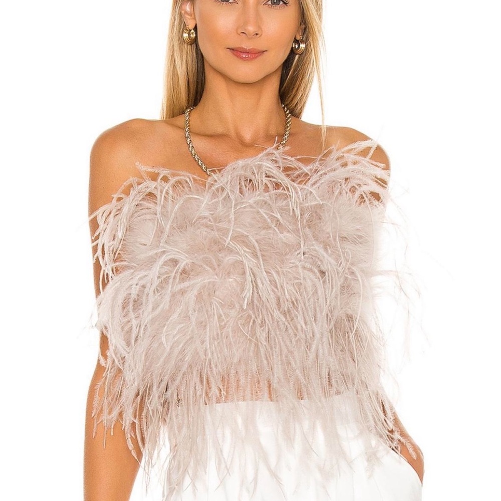 Revolve LAMARQUE Feathered Strapless Top